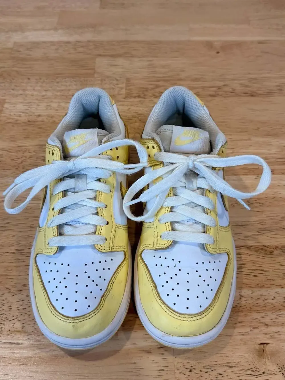 Nike Dunk Low 'White Soft Yellow' Leather Low Top Kids Size 4Y